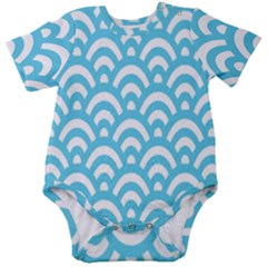  Waves Ocean Blue Texture Baby Short Sleeve Onesie Bodysuit by artworkshop