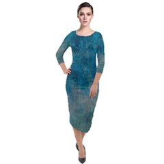  Pattern Design Texture Quarter Sleeve Midi Velour Bodycon Dress by artworkshop