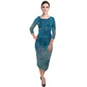  Pattern Design Texture Quarter Sleeve Midi Velour Bodycon Dress View1