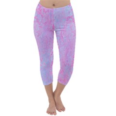  Texture Pink Light Blue Capri Winter Leggings  by artworkshop