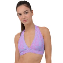  Texture Pink Light Blue Halter Plunge Bikini Top by artworkshop