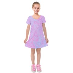  Texture Pink Light Blue Kids  Short Sleeve Velvet Dress by artworkshop