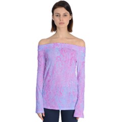  Texture Pink Light Blue Off Shoulder Long Sleeve Top by artworkshop