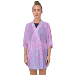  Texture Pink Light Blue Half Sleeve Chiffon Kimono by artworkshop