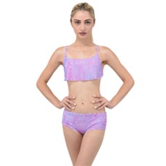  Texture Pink Light Blue Layered Top Bikini Set by artworkshop