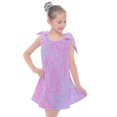  Texture Pink Light Blue Kids  Tie Up Tunic Dress by artworkshop