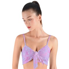  Texture Pink Light Blue Woven Tie Front Bralet by artworkshop