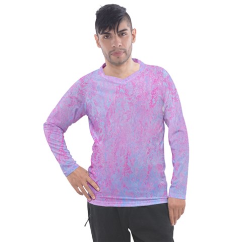  Texture Pink Light Blue Men s Pique Long Sleeve Tee by artworkshop