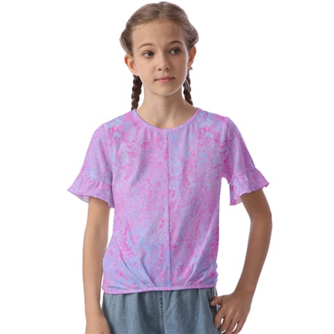  Texture Pink Light Blue Kids  Cuff Sleeve Scrunch Bottom Tee by artworkshop