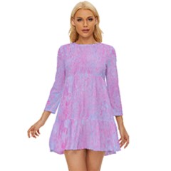  Texture Pink Light Blue Long Sleeve Babydoll Dress by artworkshop