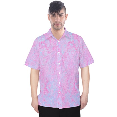  Texture Pink Light Blue Men s Hawaii Shirt by artworkshop