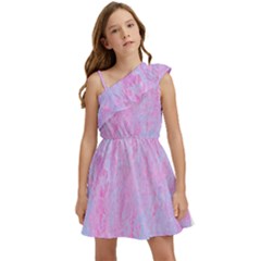  Texture Pink Light Blue Kids  One Shoulder Party Dress by artworkshop