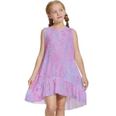  Texture Pink Light Blue Kids  Frill Swing Dress by artworkshop