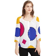 Circles Chiffon Quarter Sleeve Blouse