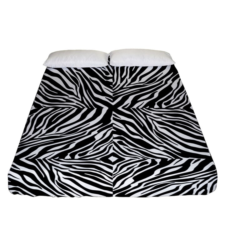 Design-background white black Fitted Sheet (Queen Size)