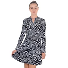 Design-background White Black Long Sleeve Panel Dress