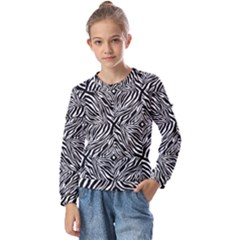 Design-background White Black Kids  Long Sleeve Tee With Frill 