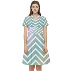 Zigzag-maves Short Sleeve Waist Detail Dress by nateshop