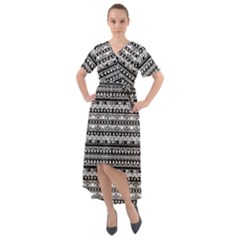 Zentangle Front Wrap High Low Dress