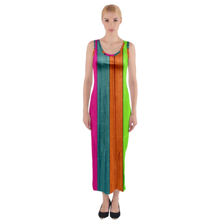 Wood Calor Fitted Maxi Dress