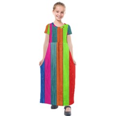 Wood Calor Kids  Short Sleeve Maxi Dress by nateshop