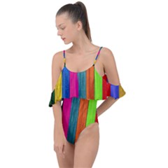 Wood Calor Drape Piece Swimsuit