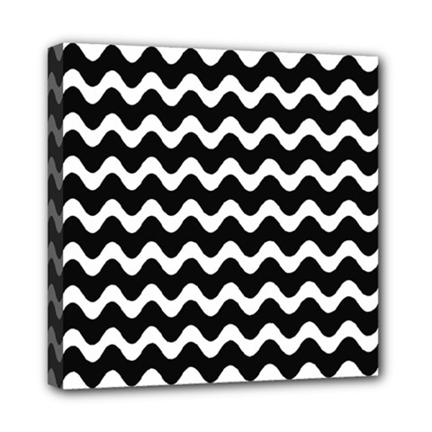 Wave-black White Mini Canvas 8  X 8  (stretched) by nateshop