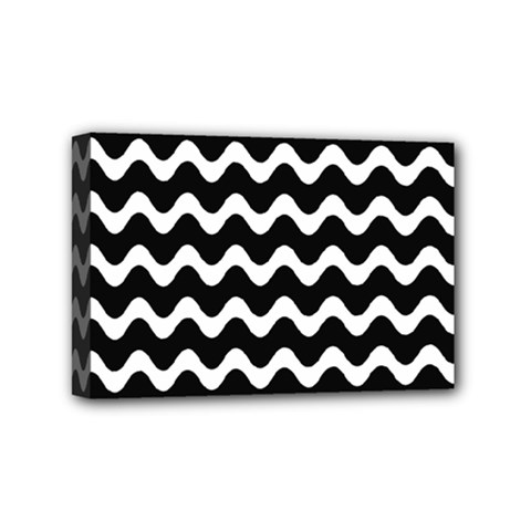 Wave-black White Mini Canvas 6  X 4  (stretched) by nateshop