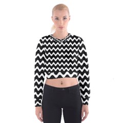 Wave-black White Cropped Sweatshirt