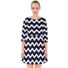 Wave-black White Smock Dress by nateshop