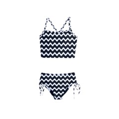 Wave-black White Girls  Tankini Swimsuit by nateshop