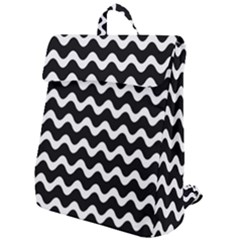 Wave-black White Flap Top Backpack