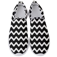 Wave-black White Men s Slip On Sneakers