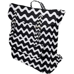 Wave-black White Buckle Up Backpack by nateshop