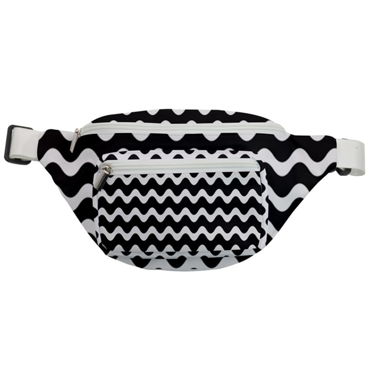 Wave-black White Fanny Pack