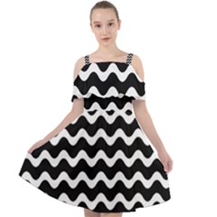 Wave-black White Cut Out Shoulders Chiffon Dress by nateshop