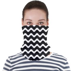 Wave-black White Face Seamless Bandana (adult) by nateshop