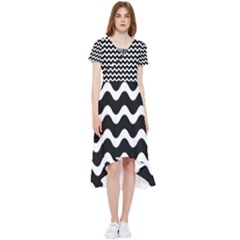 Wave-black White High Low Boho Dress by nateshop