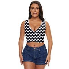 Wave-black White Women s Sleeveless Wrap Top by nateshop