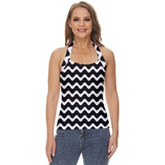 Wave-black White Basic Halter Top by nateshop