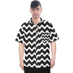 Wave-black White Men s Hawaii Shirt