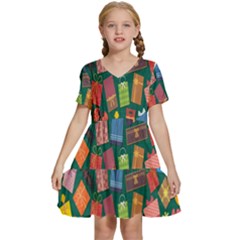 Presents-gift Kids  Short Sleeve Tiered Mini Dress