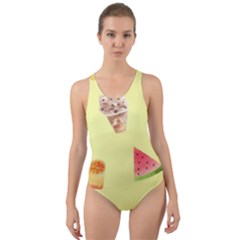 Ice-cream Cut-out Back One Piece Swimsuit by nateshop