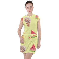 Ice-cream Drawstring Hooded Dress by nateshop