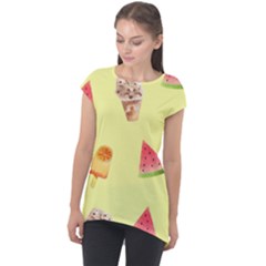 Ice-cream Cap Sleeve High Low Top