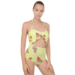 Ice-cream Scallop Top Cut Out Swimsuit