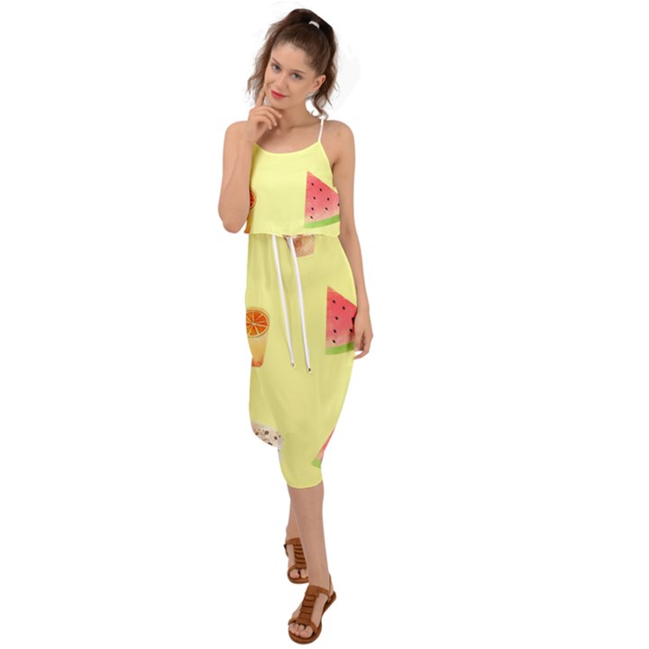 Ice-cream Waist Tie Cover Up Chiffon Dress