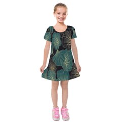 Leaves Kids  Short Sleeve Velvet Dress by nateshop