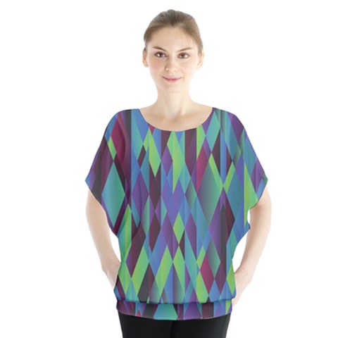 Geometric Batwing Chiffon Blouse by nateshop