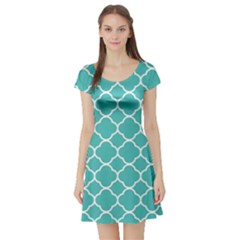 Quatrefoil Short Sleeve Skater Dress by nateshop